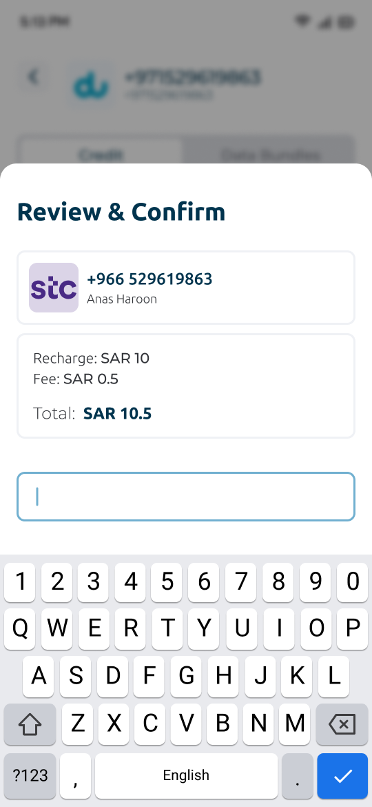 EdenPay review-and-confirm screen in English
