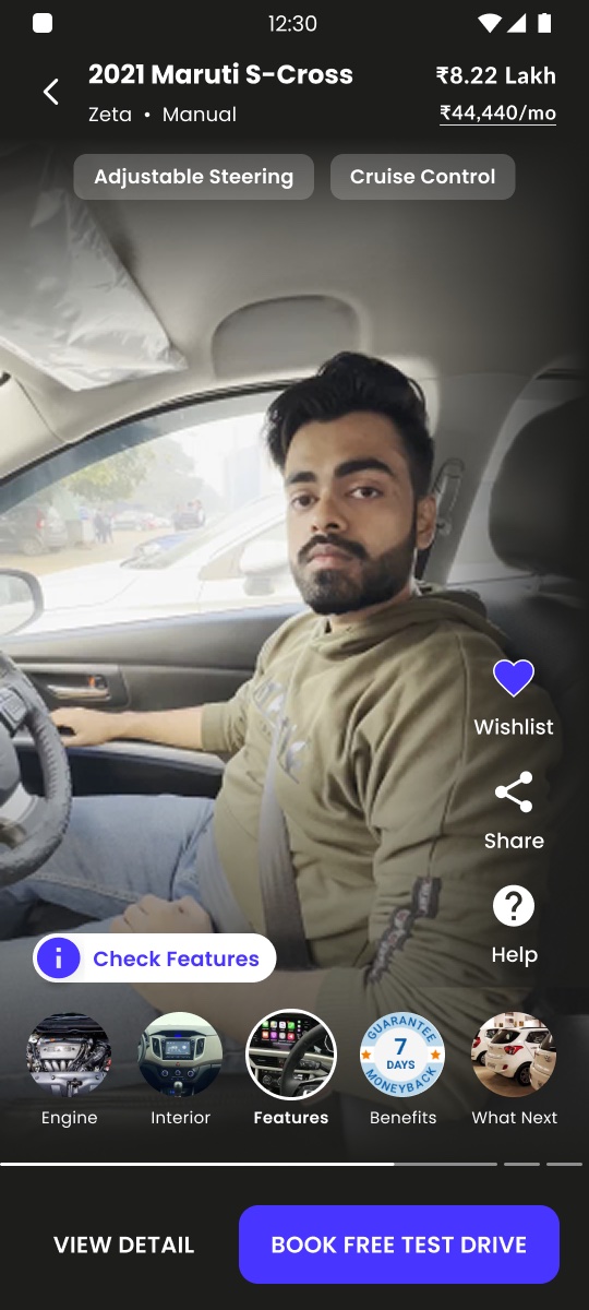 Guided video with feature chips and a Check Features button