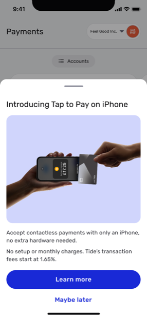Tide app introducing Tap to Pay on iPhone, accept contactless payments with only an iPhone
